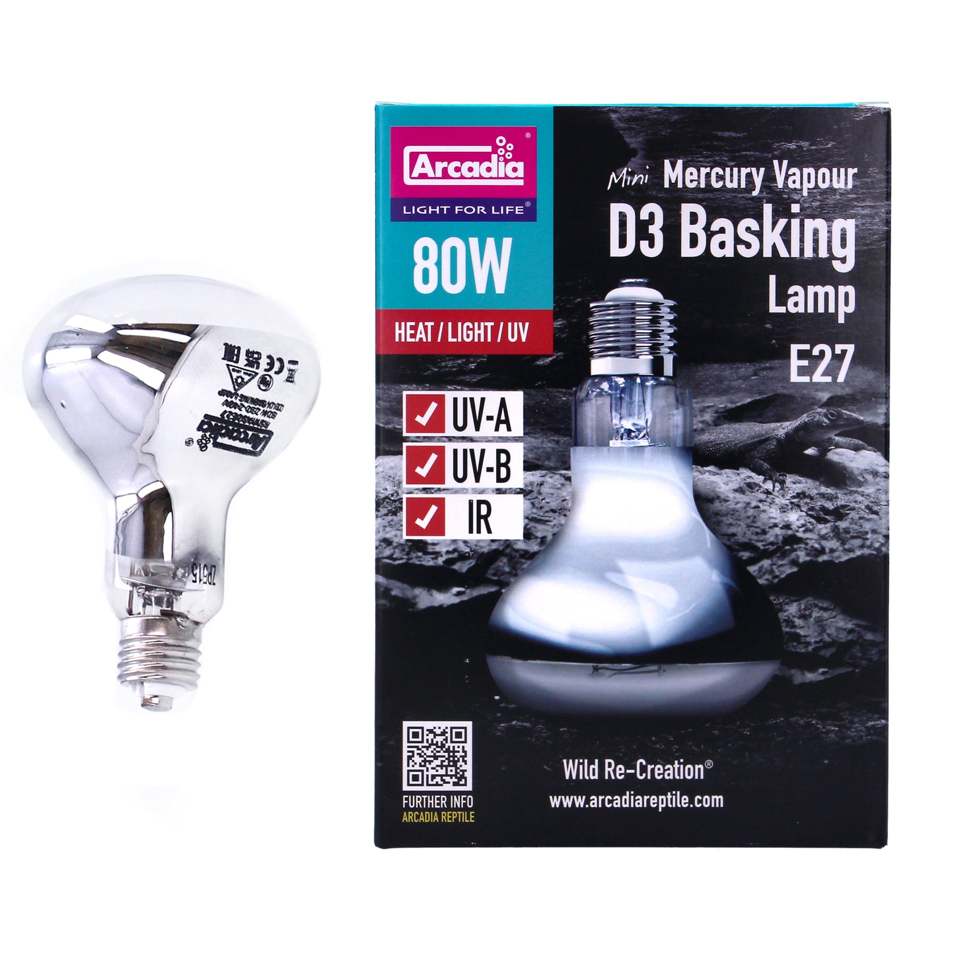 Arcadia 80w D3 UV Basking Lamp - SMA80E27