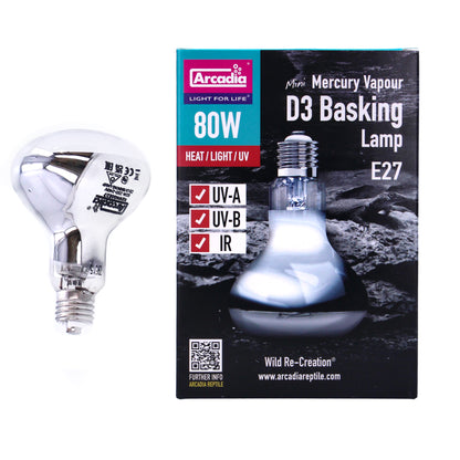 Arcadia 80w D3 UV Basking Lamp - SMA80E27
