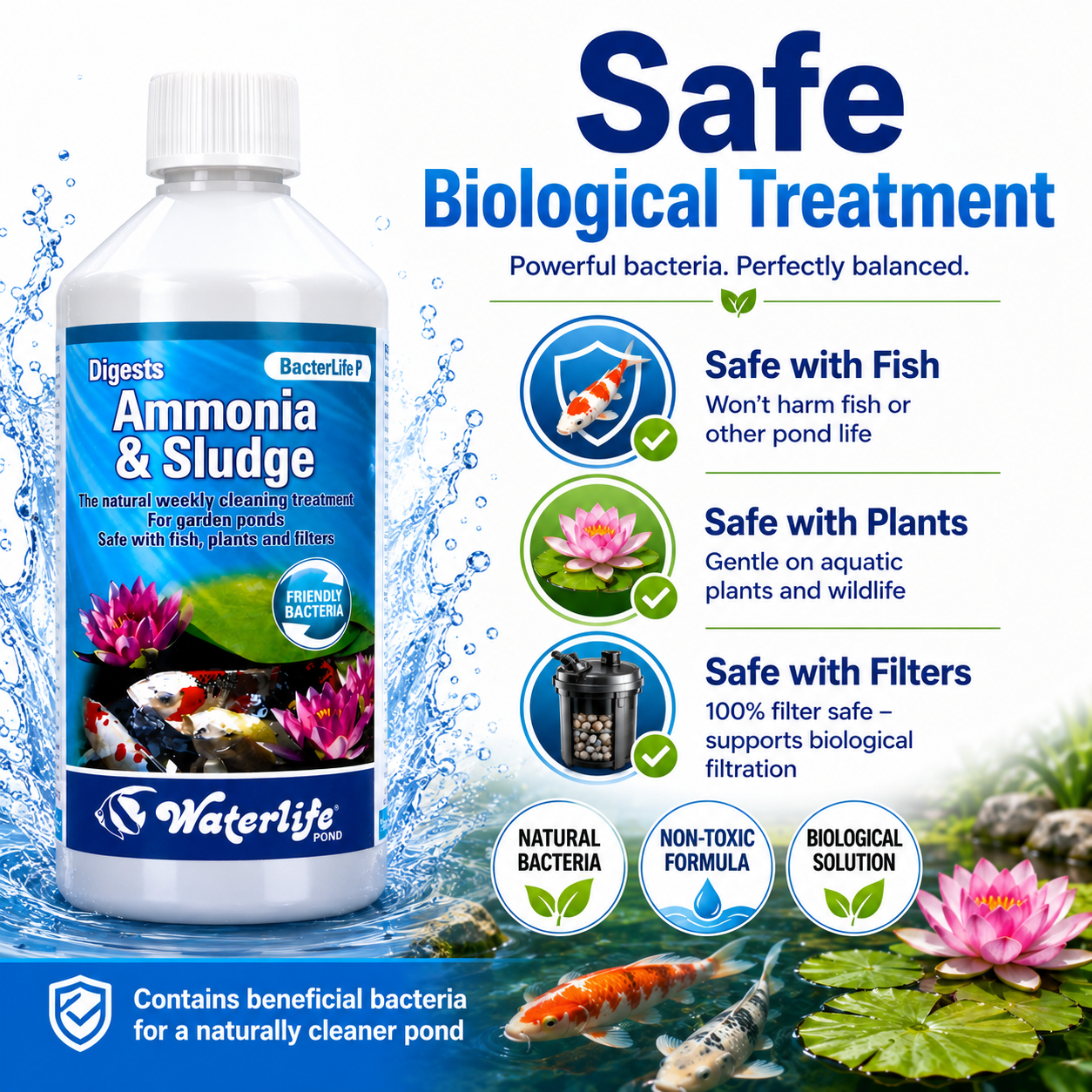 Waterlife BacterLife P Pond Bacteria Reducer (250ml/500ml/1L)