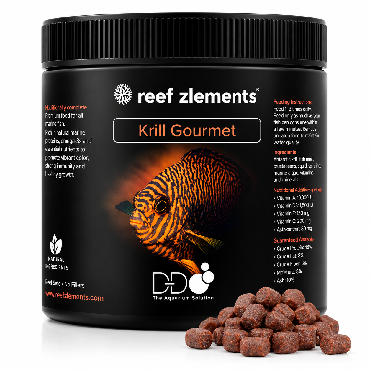 Reef Zlements Krill Gourmet Flakes Fish Food Arctic Krill 54% Protein 30g