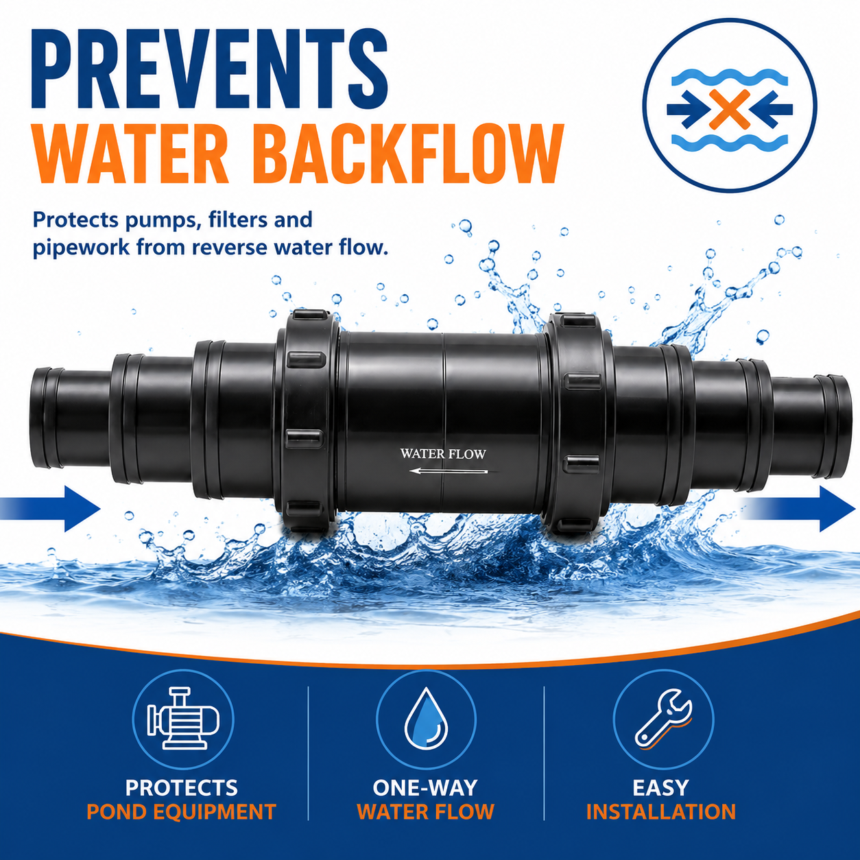 Inline Non-Return Valve & 50mm Hosetails