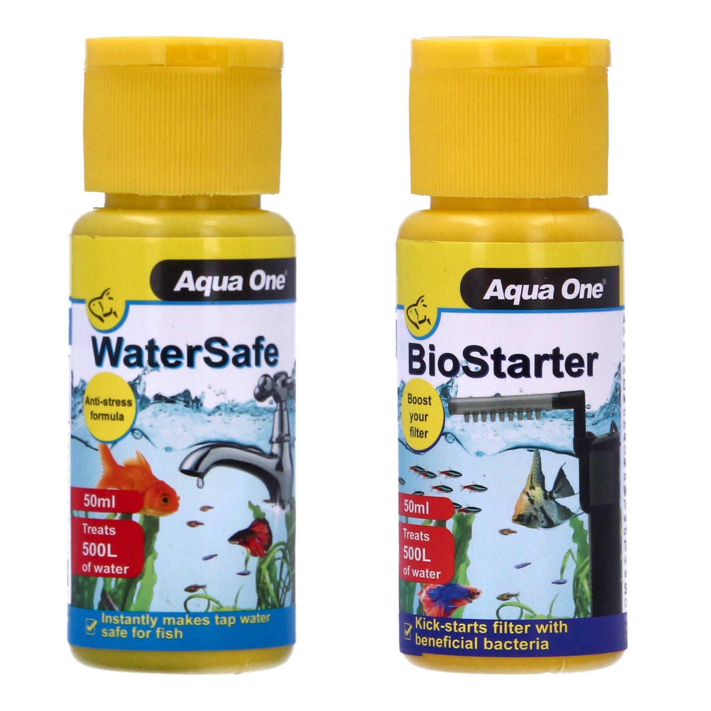 Aqua One WaterSafe 50ml & BioStarter 50ml Bundle Aquarium Tap Water Treatment