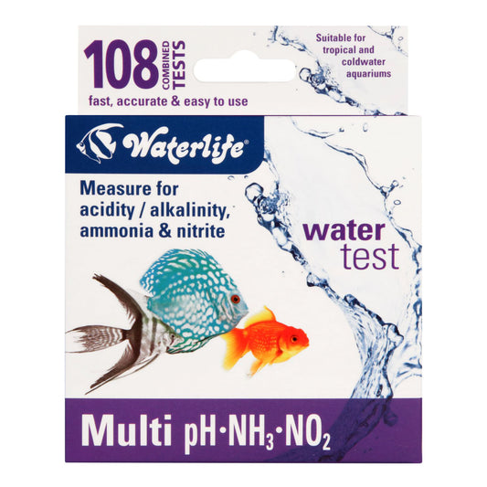 Waterlife Aquarium Multi Test Kit pH Ammonia Nitrite Fish Tank 108 Tests