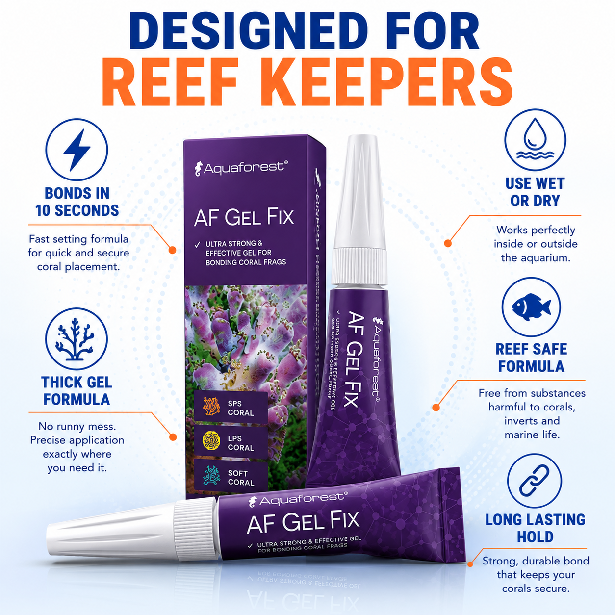 Aquaforest Gel Fix Coral Glue 2x20g Instant Frag Adhesive Marine Safe Reef Rock
