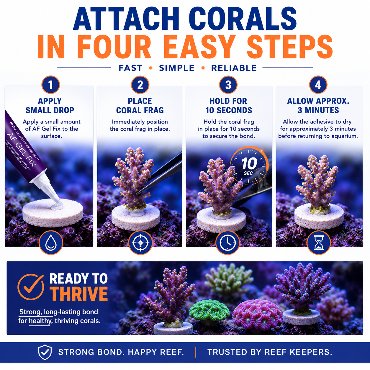Aquaforest Gel Fix Coral Glue 2x20g Instant Frag Adhesive Marine Safe Reef Rock