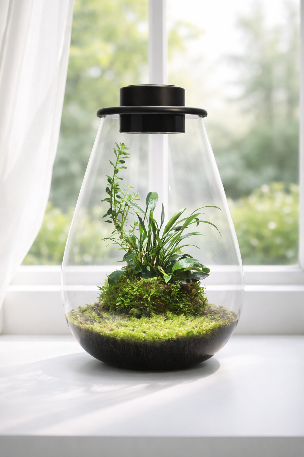 BioArt Drop 285 Black Nano Garden – 5.1L LED Plant Terrarium Dome
