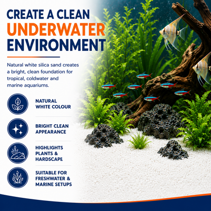 White Silica Aquarium Sand 25kg - Fish & Pond Safe