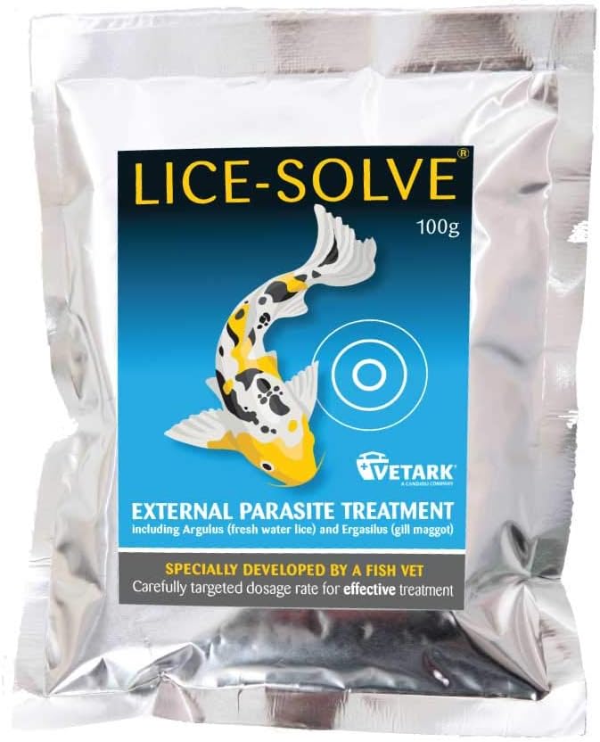 Vetark Lice-Solve External Parasite Anti-Pond Lice Fish Treatment 10g 100g
