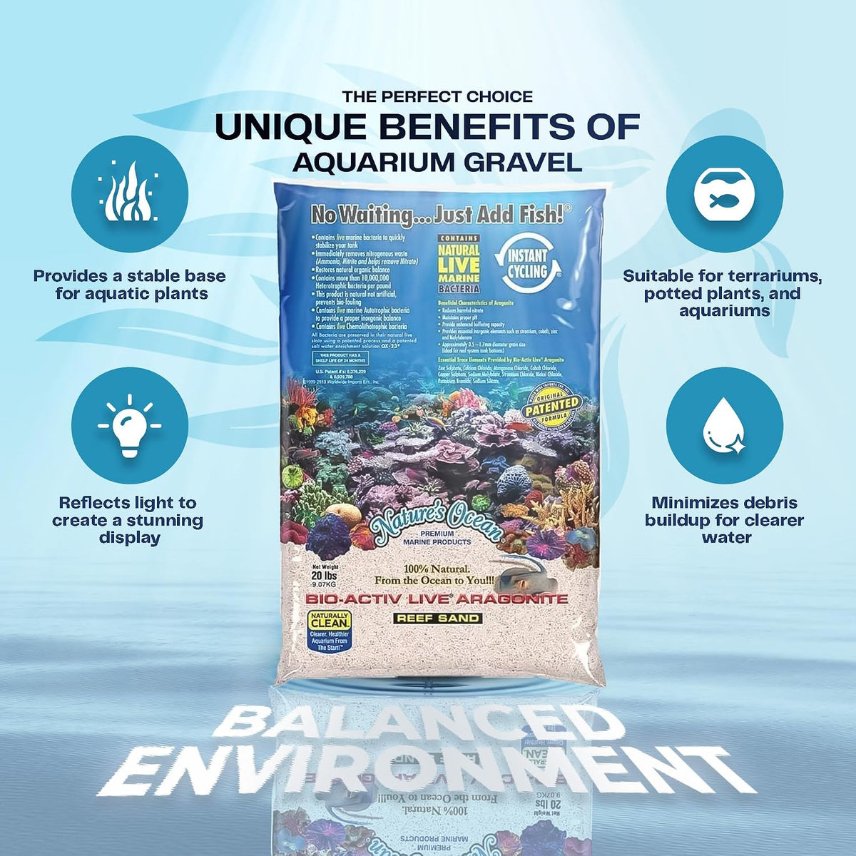 Nature's Ocean Bio-Activ Aragonite Aquarium Sand 2x 20lb