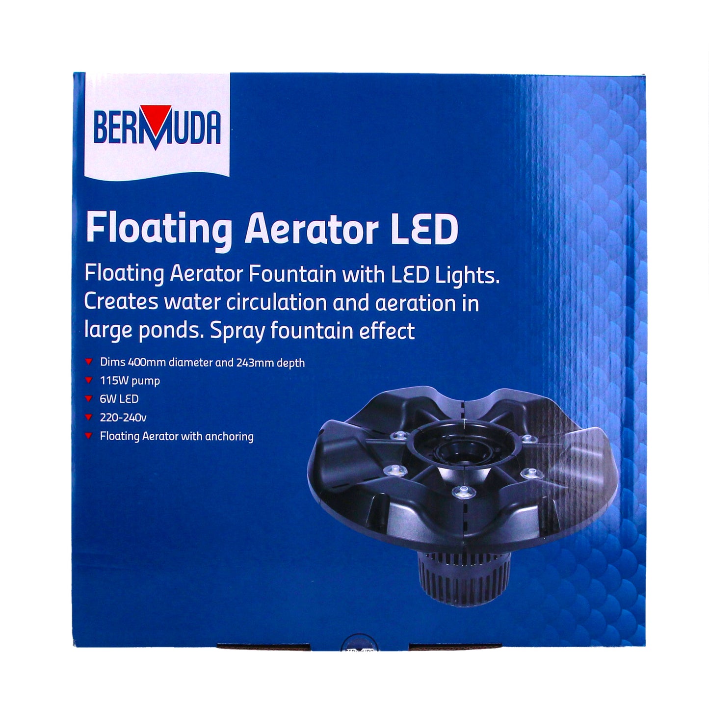 Bermuda Floating Pond Aerator Fountain with LED Lights 115W