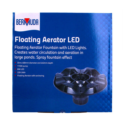 Bermuda Floating Pond Aerator Fountain with LED Lights 115W