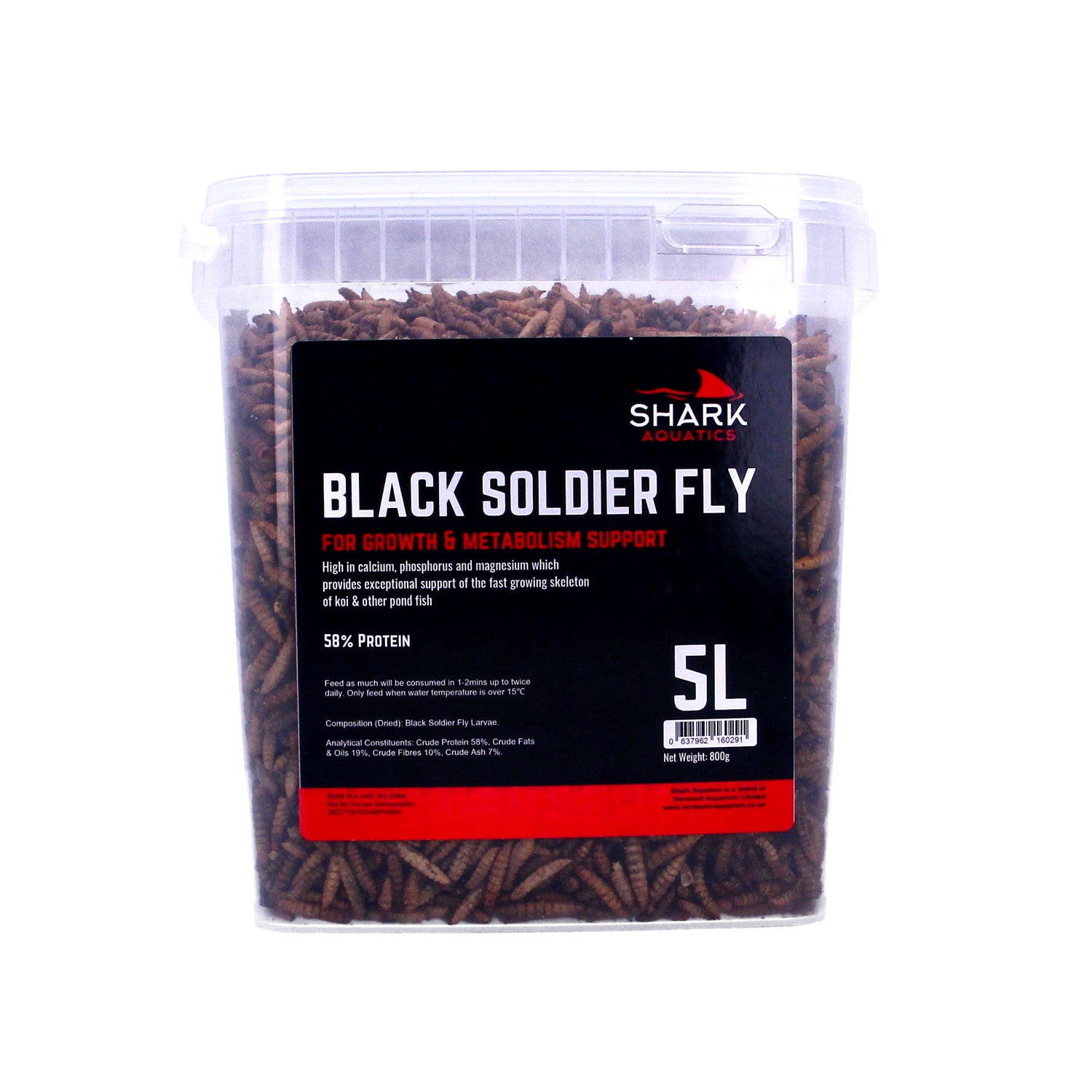 Shark Koi Pond Treats Soldier Fly Dried Insect Food 5L