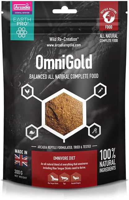 Arcadia EarthPro Omni Gold, 300g | Complete Diet For Bearded Dragons, Tegus, BTS