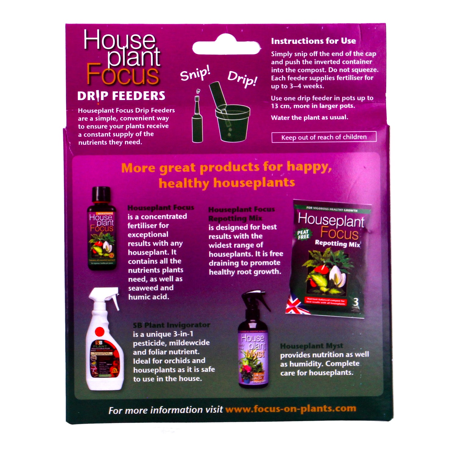 Growth Technology Houseplant Focus Drip Feeders 38ml 6 pk 