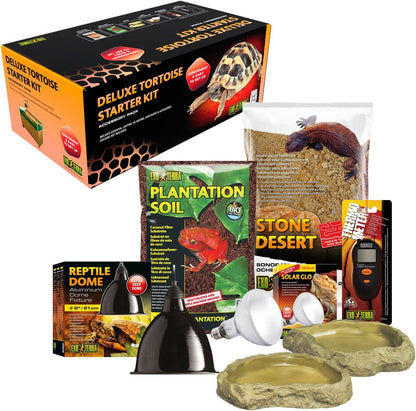 Exo Terra Tortoise Accessory Starter Kit with Heating, UVB, Substrate & Dishes