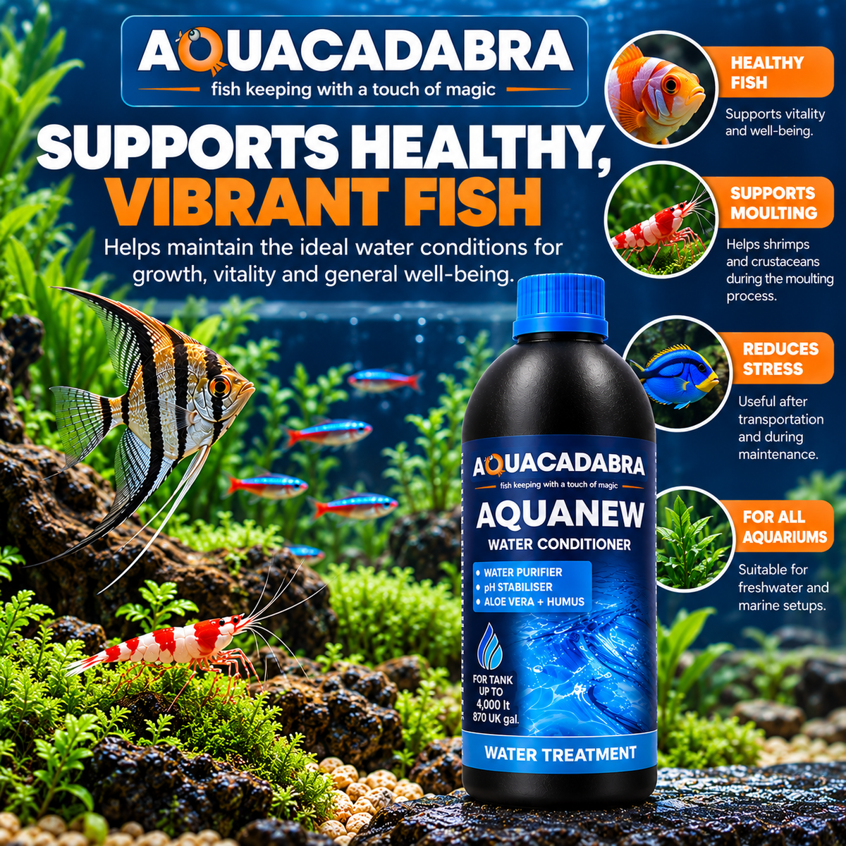 Aquacadabra Aquanew Water Conditioner Fish Shrimp Marine 250ml 500ml 1L