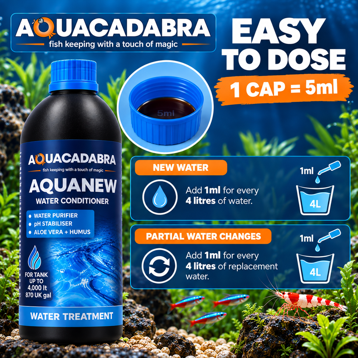 Aquacadabra Aquanew Water Conditioner Fish Shrimp Marine 250ml 500ml 1L