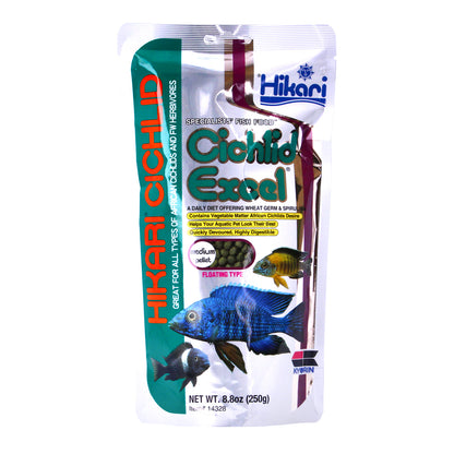 Hikari Cichlid Excel Medium Pellet Fish Wheatgerm Food 250g x 4
