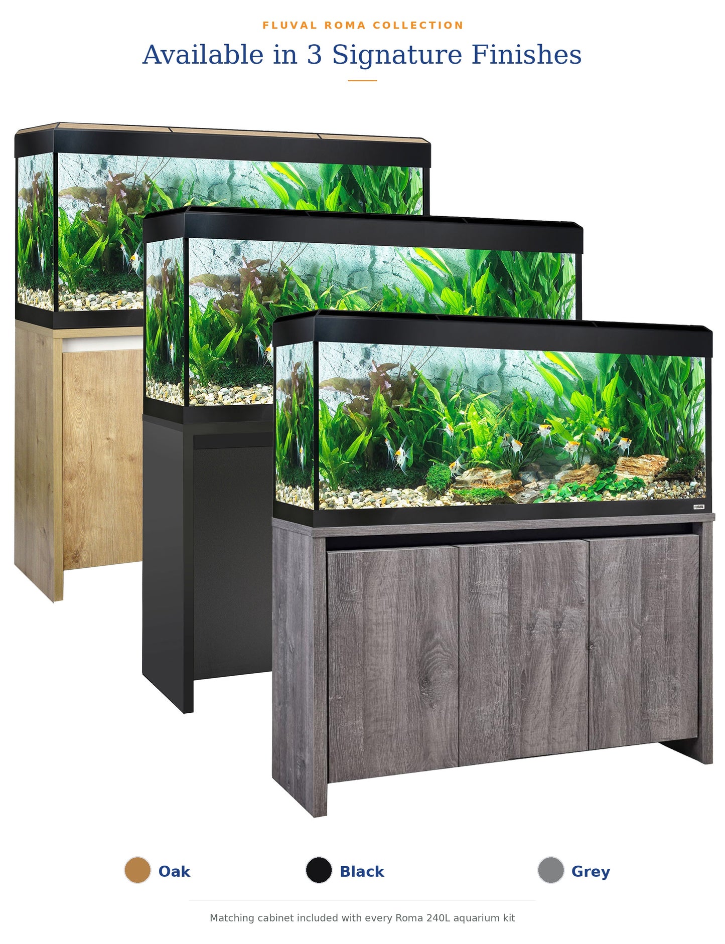 Fluval Roma 240 BT LED Aquarium & Cabinet