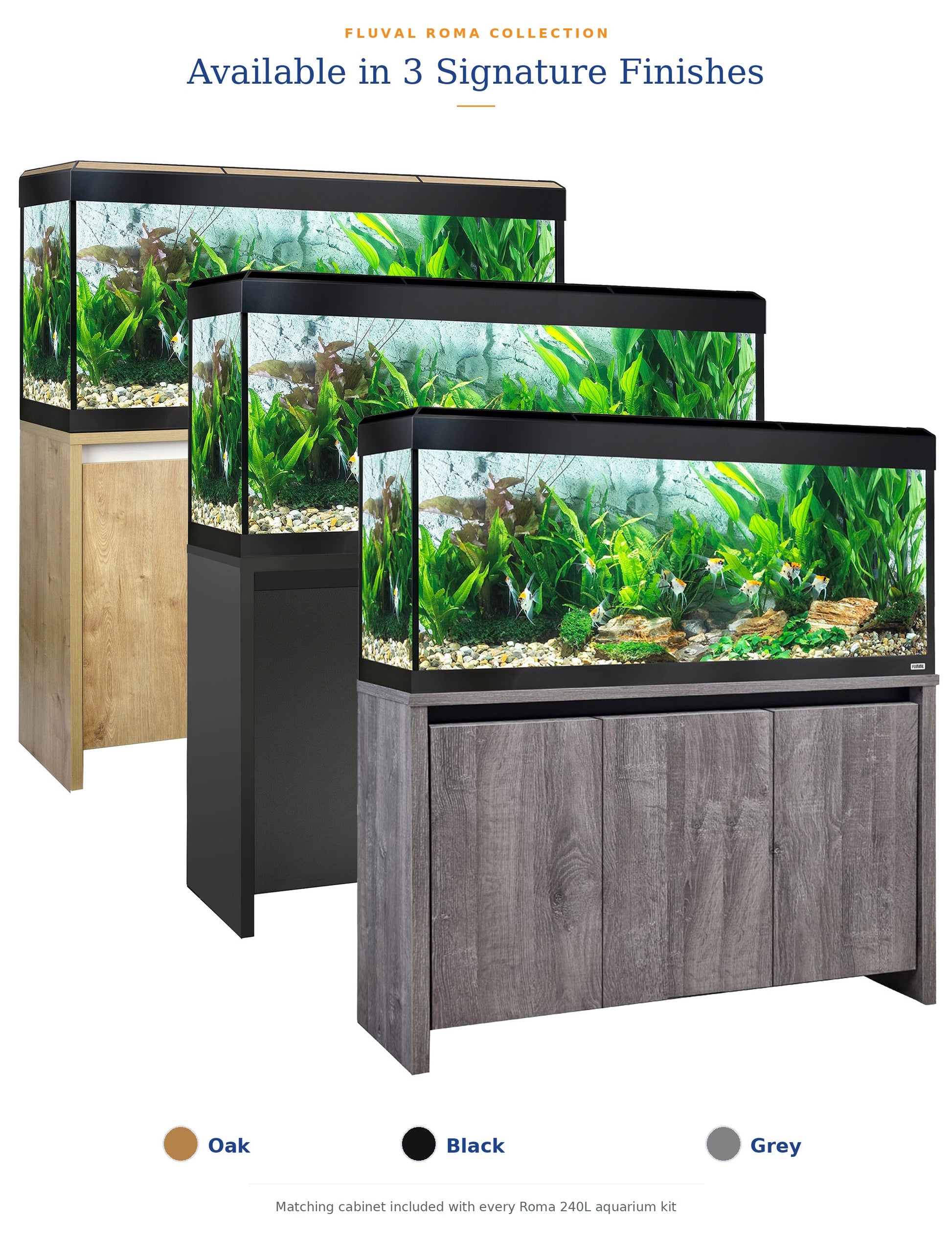 Fluval Roma 240 BT LED Aquarium & Cabinet