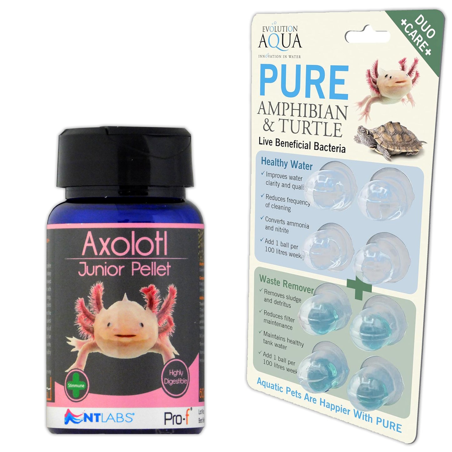 NT Labs Axolotl Pellets & Evo Aqua PURE Amphibian