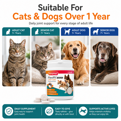 Beaphar Flexifit Glucosamine Joint Care Tablets for Cats & Dogs 120 Tablets