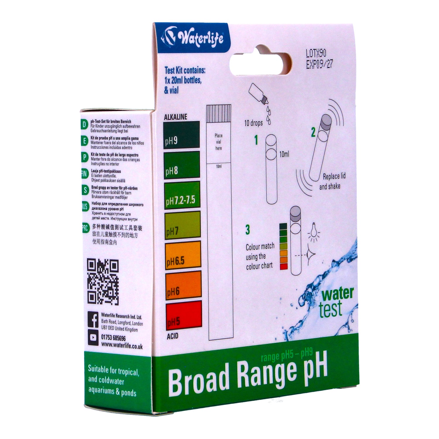 Waterlife pH Broad range Test Kit (75 tests) 