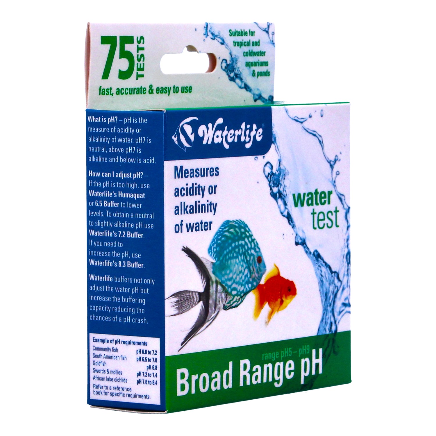 Waterlife pH Broad range Test Kit (75 tests) 