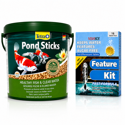 Tetra Pond Food Sticks 1200g + Nishikoi Feature Kit 16 Tablets Bundle