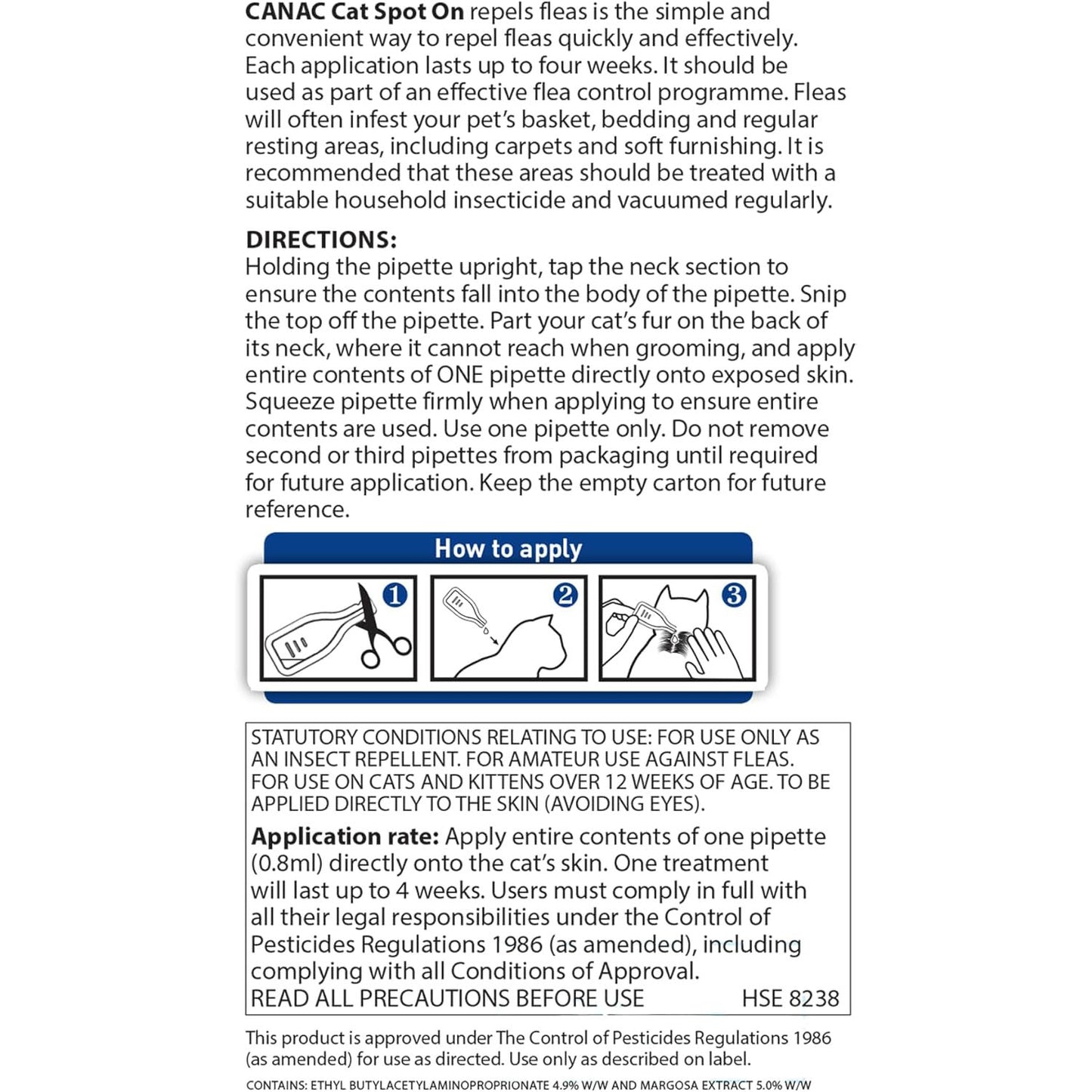 Canac Cat Spot On Flea Treatment - 6 pipettes