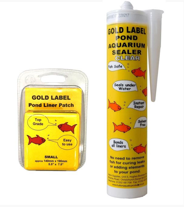 Gold Label Pond Liner Repair Kit Medium Patch Sealant Black Clear