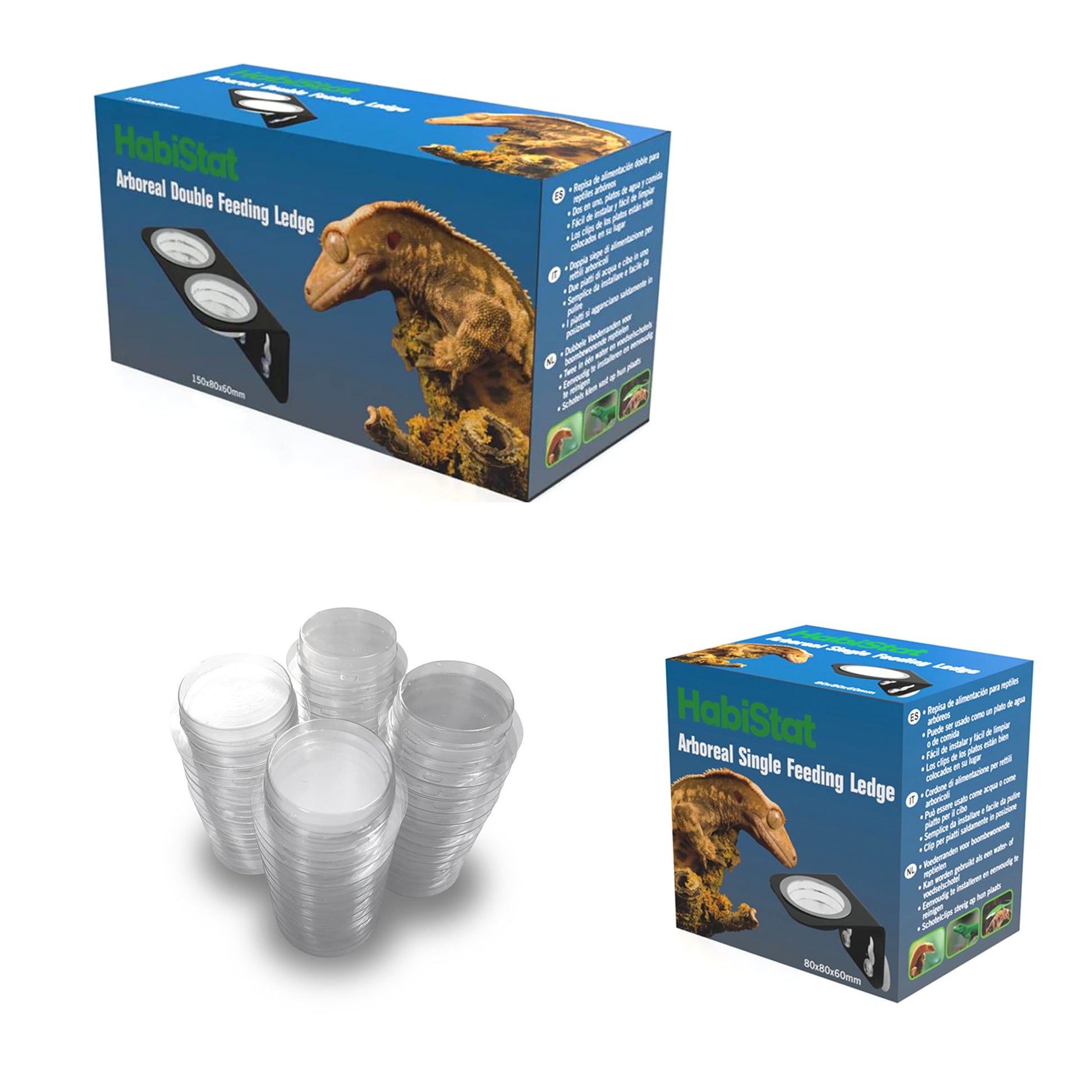 HabiStat Single Double Arboreal Gecko Feeding Ledges With Feeding Dishes