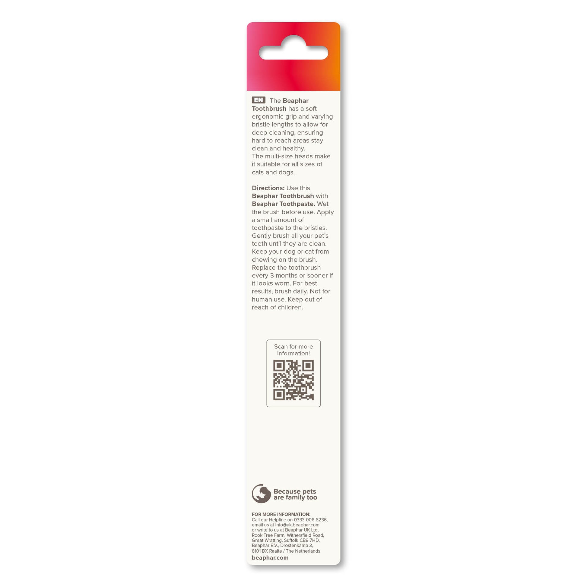 Beaphar Dual-Head Pet Toothbrush for Cats & Dogs