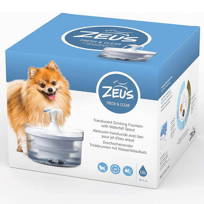 Dog Drinking Fountain with Waterfall Spout Zeus Fresh & Clear 360