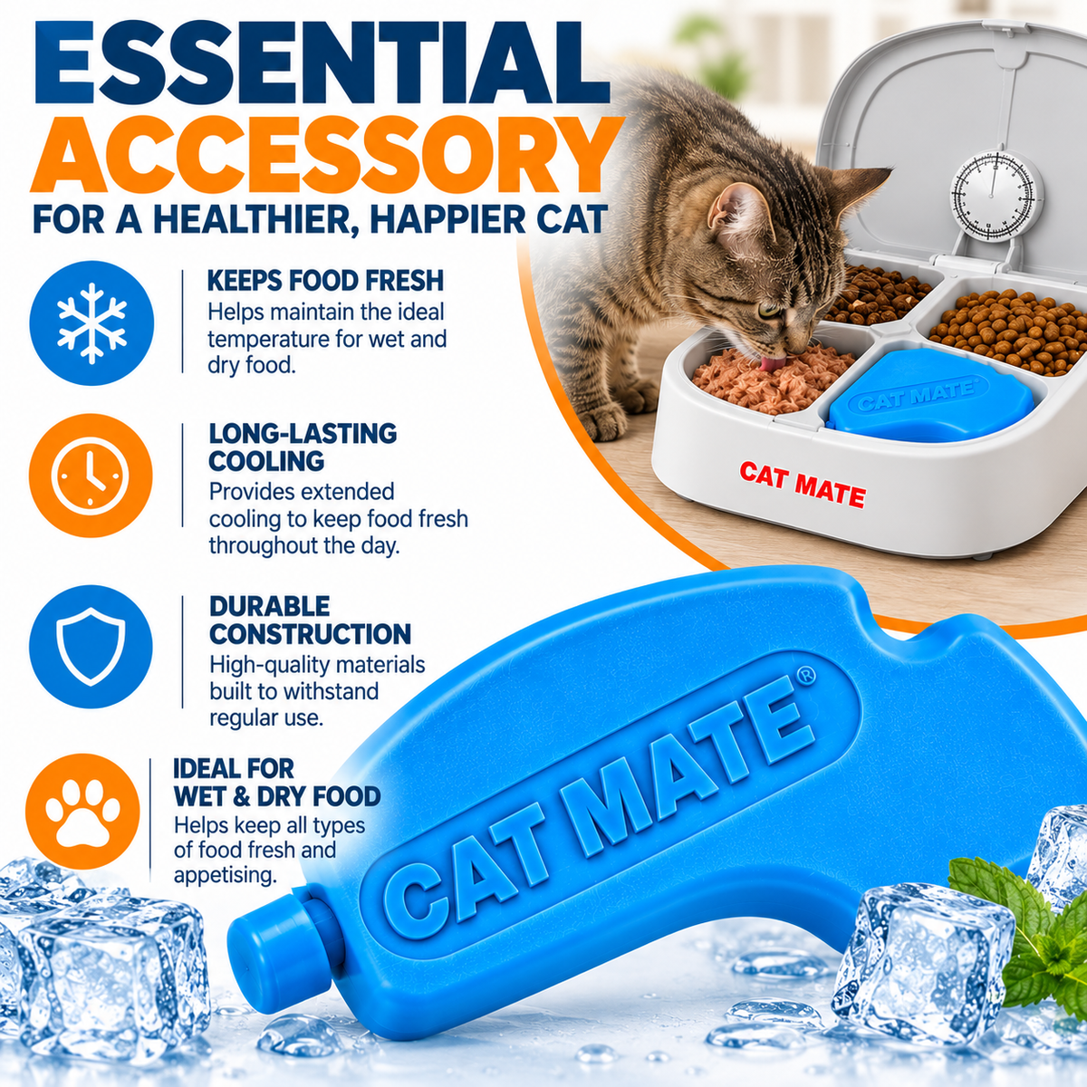 Cat Mate C500 Replacement Ice Packs for Automatic Pet Feeder