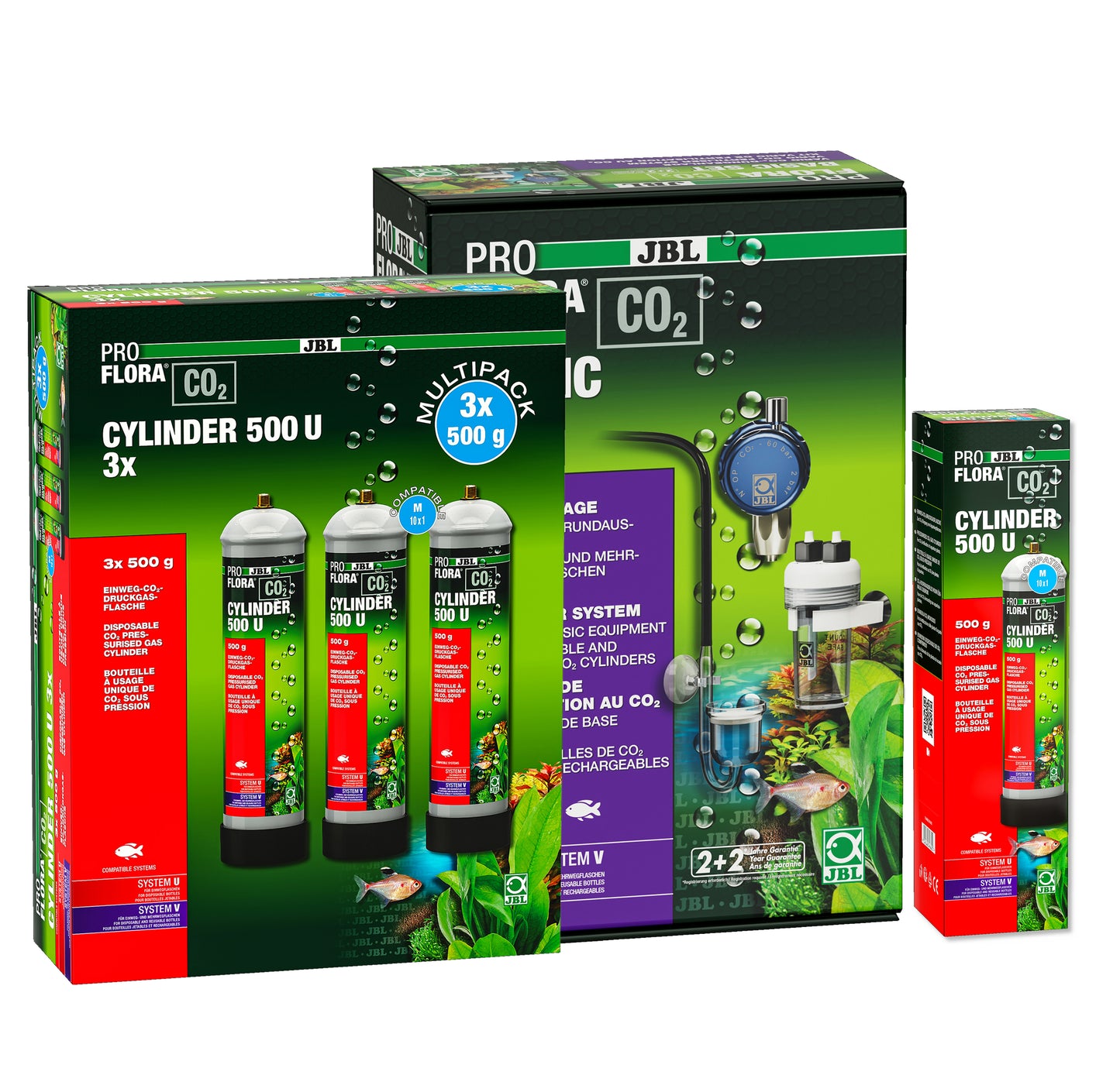 JBL PROFLORA Aquarium Fish Tank Plant CO2 Basic Set V CO2 Cylinders 500g