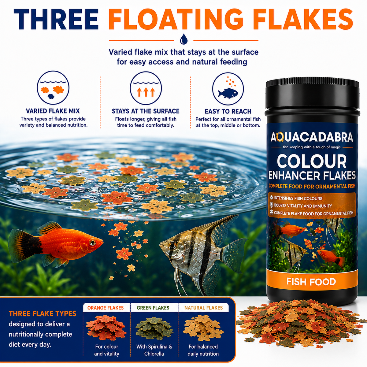 Aquacadabra Complete Flake Fish Food Tropical Ornamental Spirulina 120g