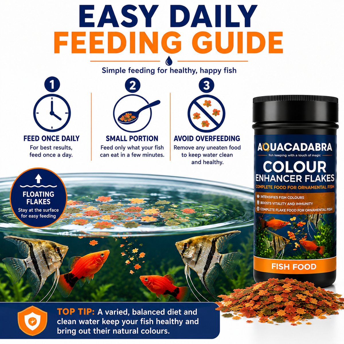 Aquacadabra Complete Flake Fish Food Tropical Ornamental Spirulina 120g