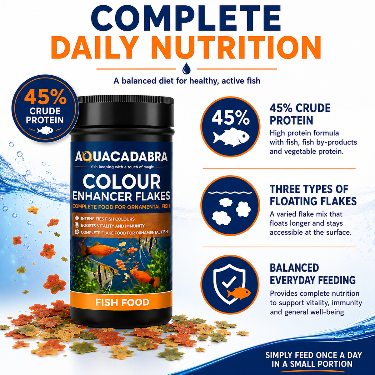Aquacadabra Complete Flake Fish Food Tropical Ornamental Spirulina 120g
