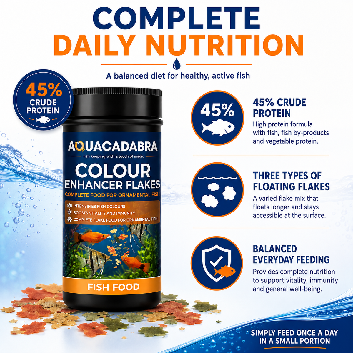 Aquacadabra Complete Flake Fish Food Tropical Ornamental Spirulina 120g