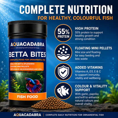 Aquacadabra Complete Fish Food Floating Mini Pellets Betta Gourami 125g