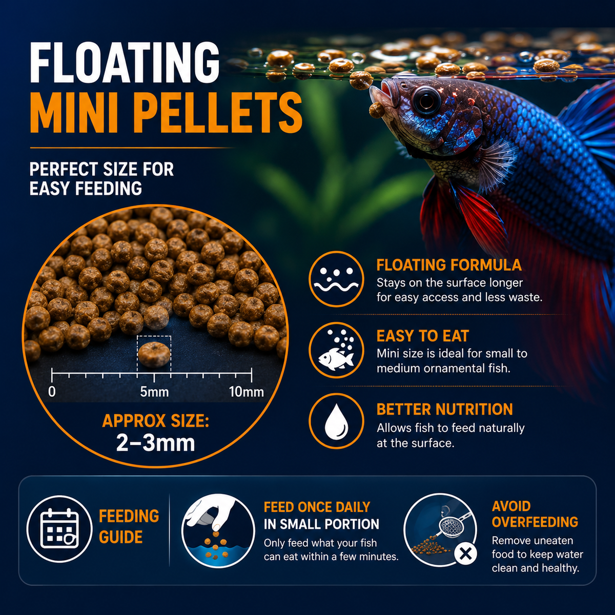 Aquacadabra Complete Fish Food Floating Mini Pellets Betta Gourami 125g