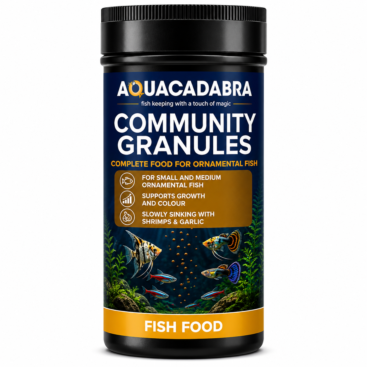 Aquacadabra Complete Ornamental Fish Food Sinking Granules Tropical Aquarium