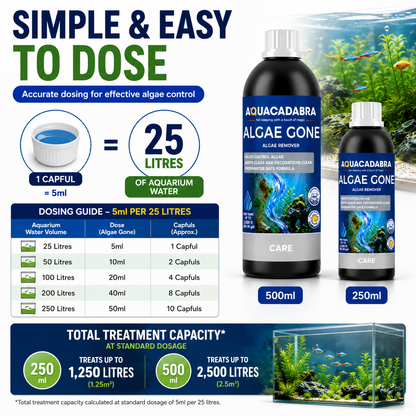 Aquacadabra Algae Gone Freshwater Aquarium Green Brown Algae Treatment 250ml 500