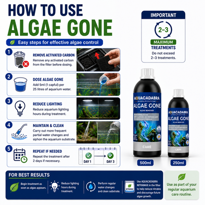 Aquacadabra Algae Gone Freshwater Aquarium Green Brown Algae Treatment 250ml 500