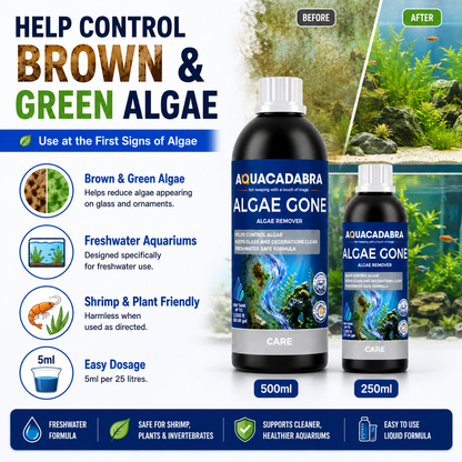 Aquacadabra Algae Gone Freshwater Aquarium Green Brown Algae Treatment 250ml 500