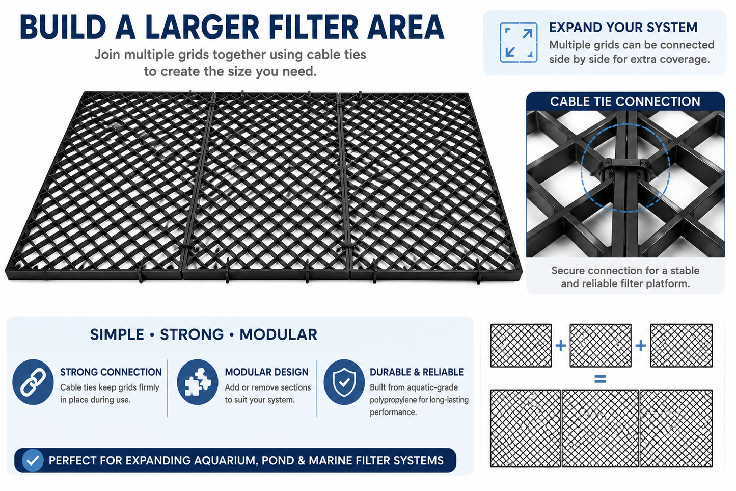 Marine-Grade Diamond Cut Egg Crate Filter Grid 27"x16"