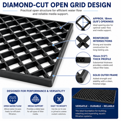 Marine-Grade Diamond Cut Egg Crate Filter Grid 27"x16"