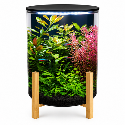 SuperFish Orbiq 11 Aquarium Fish Tank Set White/Black Bamboo Stand & Filter