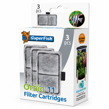SuperFish Orbiq 11 Aquarium Fish Tank Set White/Black Bamboo Stand & Filter